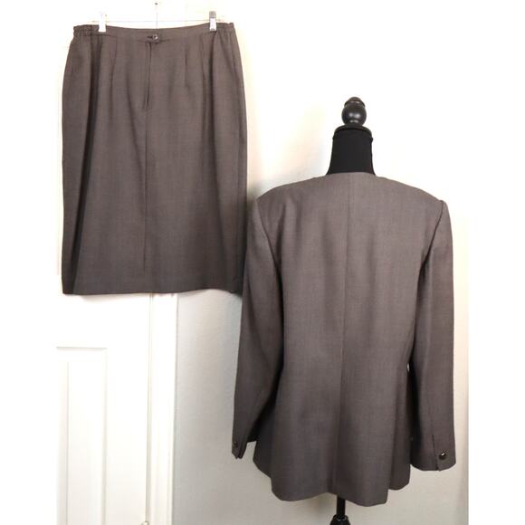 NWT Vintage 90s Y2K Emily Brown & Black Skirt Suit Plus 16 Pleat Mid Length Long - Picture 5 of 9